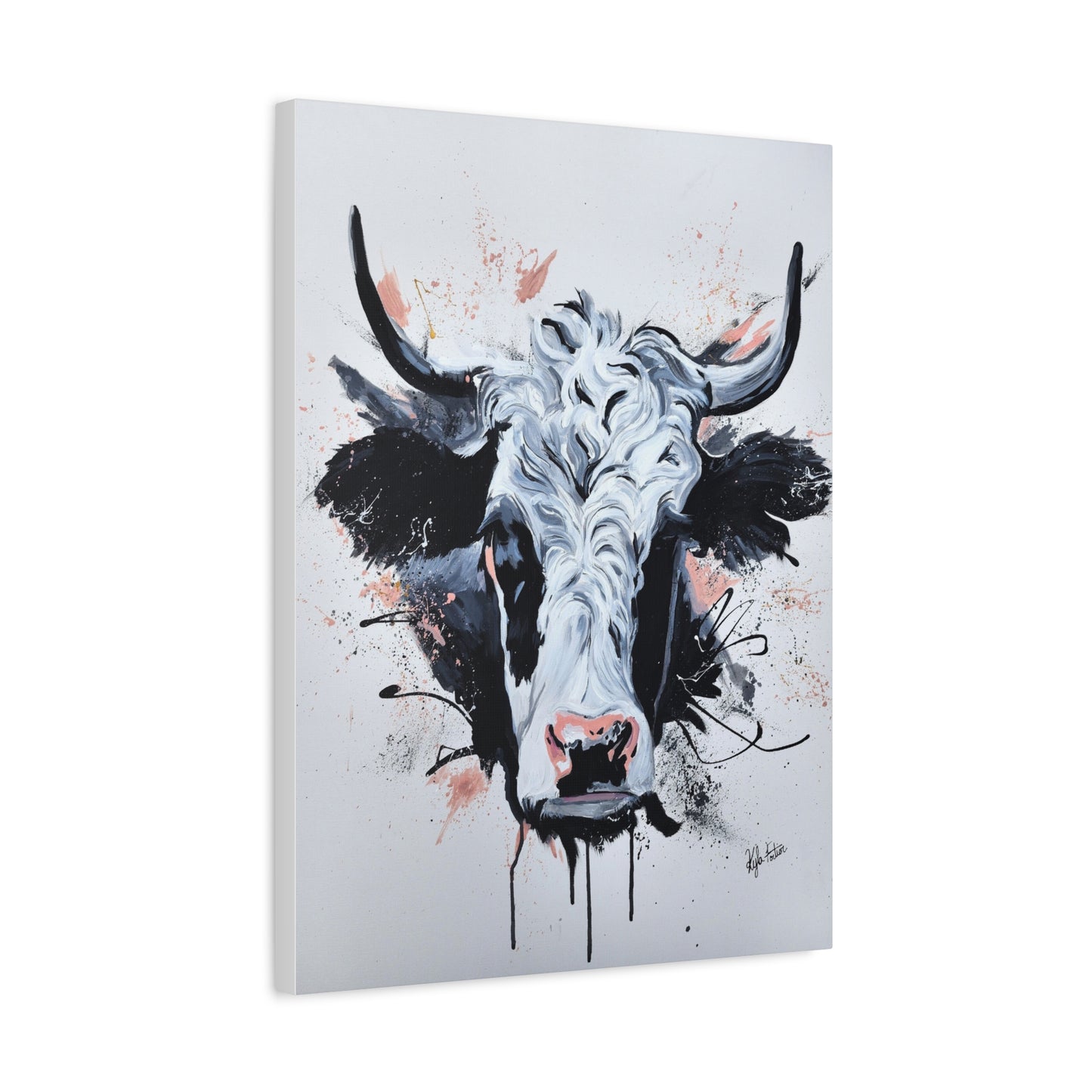 Desert Rose Cow Canvas Wall Art - Modern Farmhouse Decor