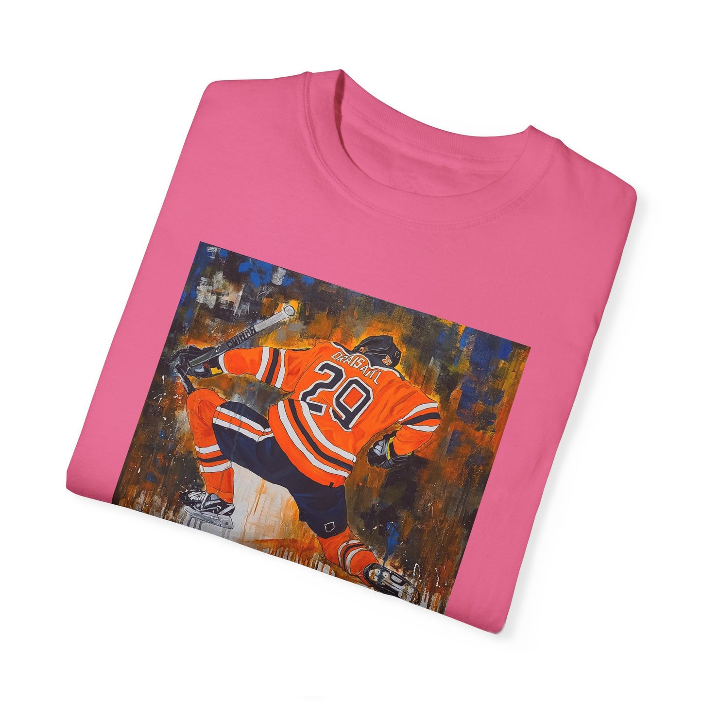 Unisex Garment-Dyed T-Shirt with Ice Hockey Design - Bold Sports Expression