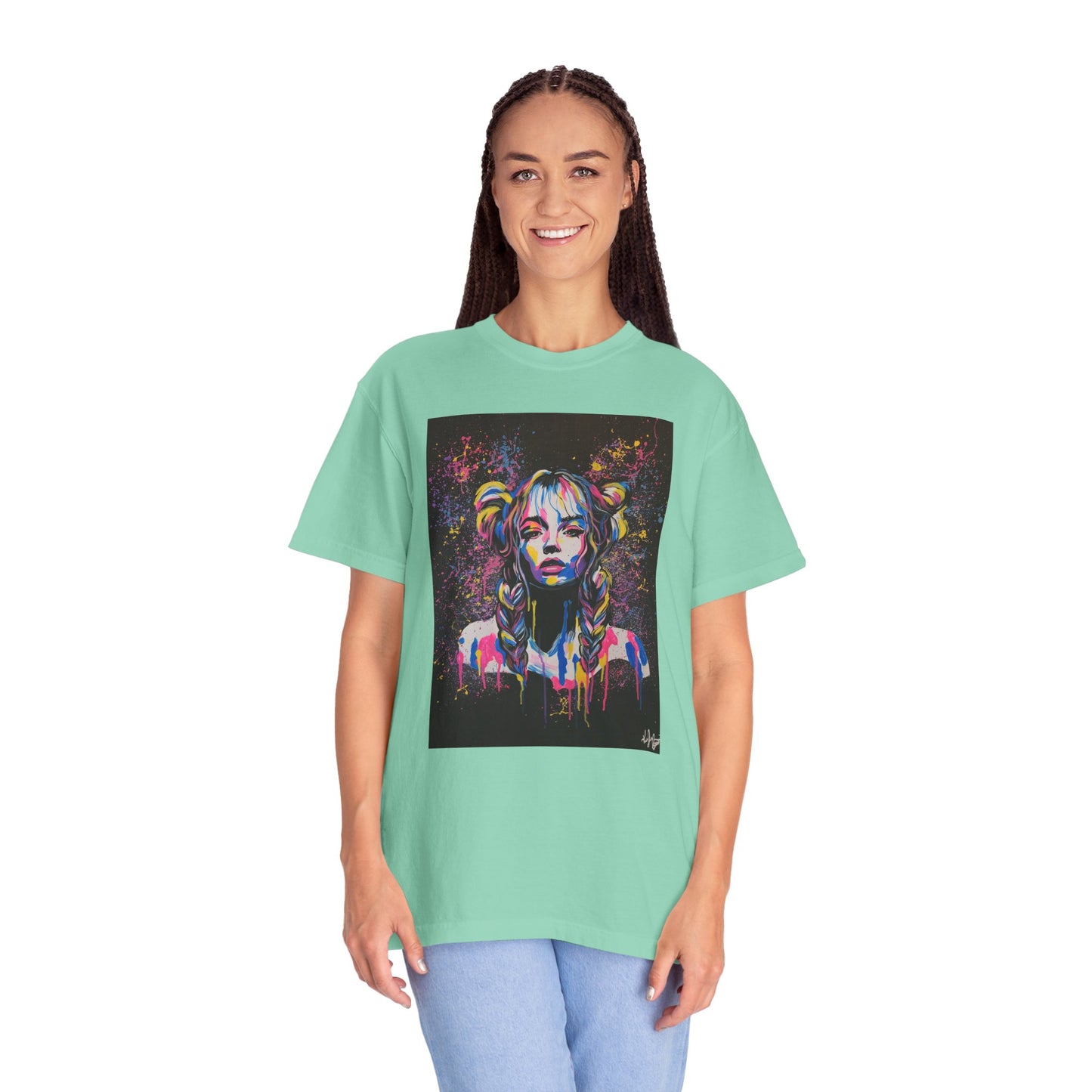 Vibrant Art Tee - Unisex Garment-Dyed T-shirt with Colorful Graffiti Design