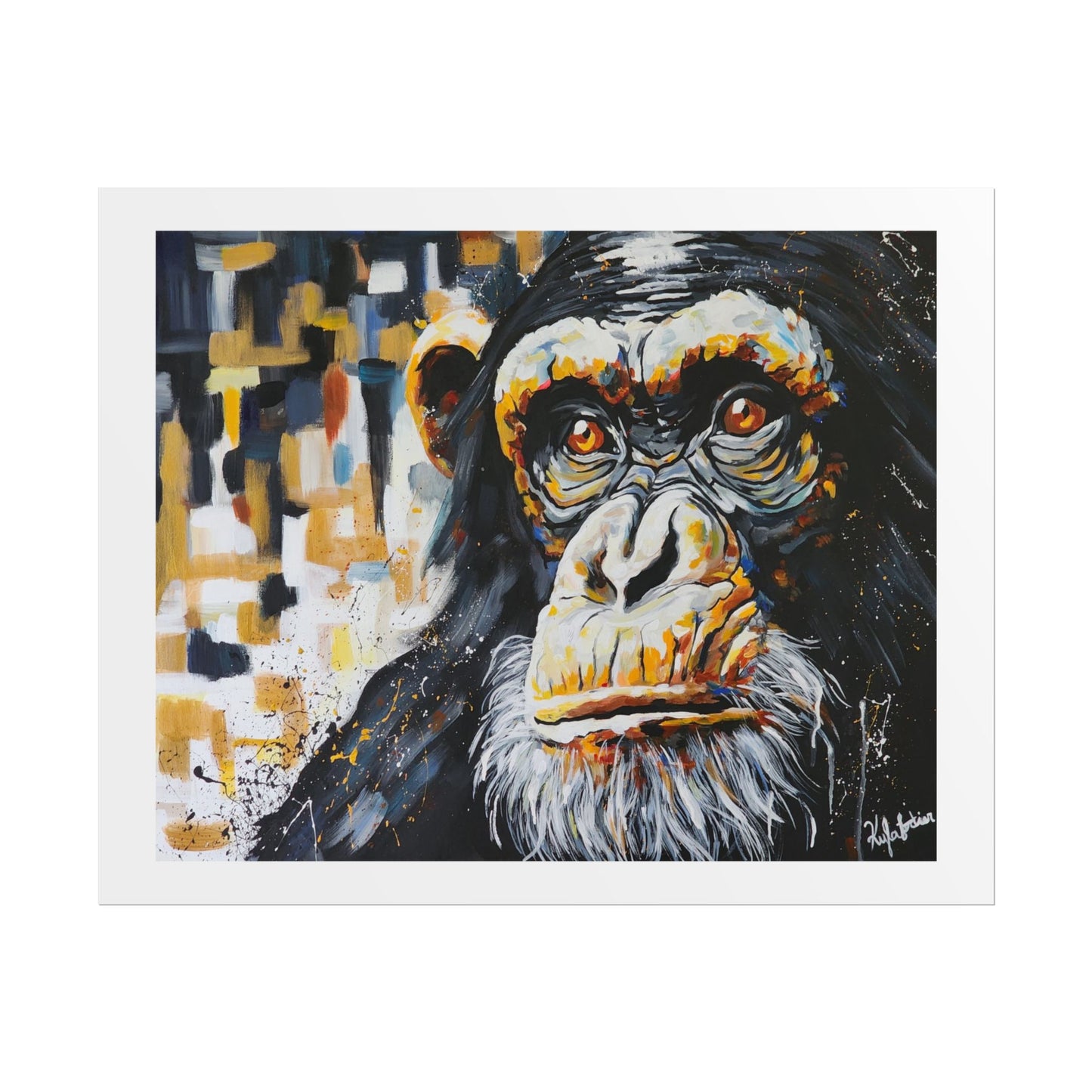 The silent song of the Chimpanzee Art Print - Colorful Rolled Poster for Animal Lovers