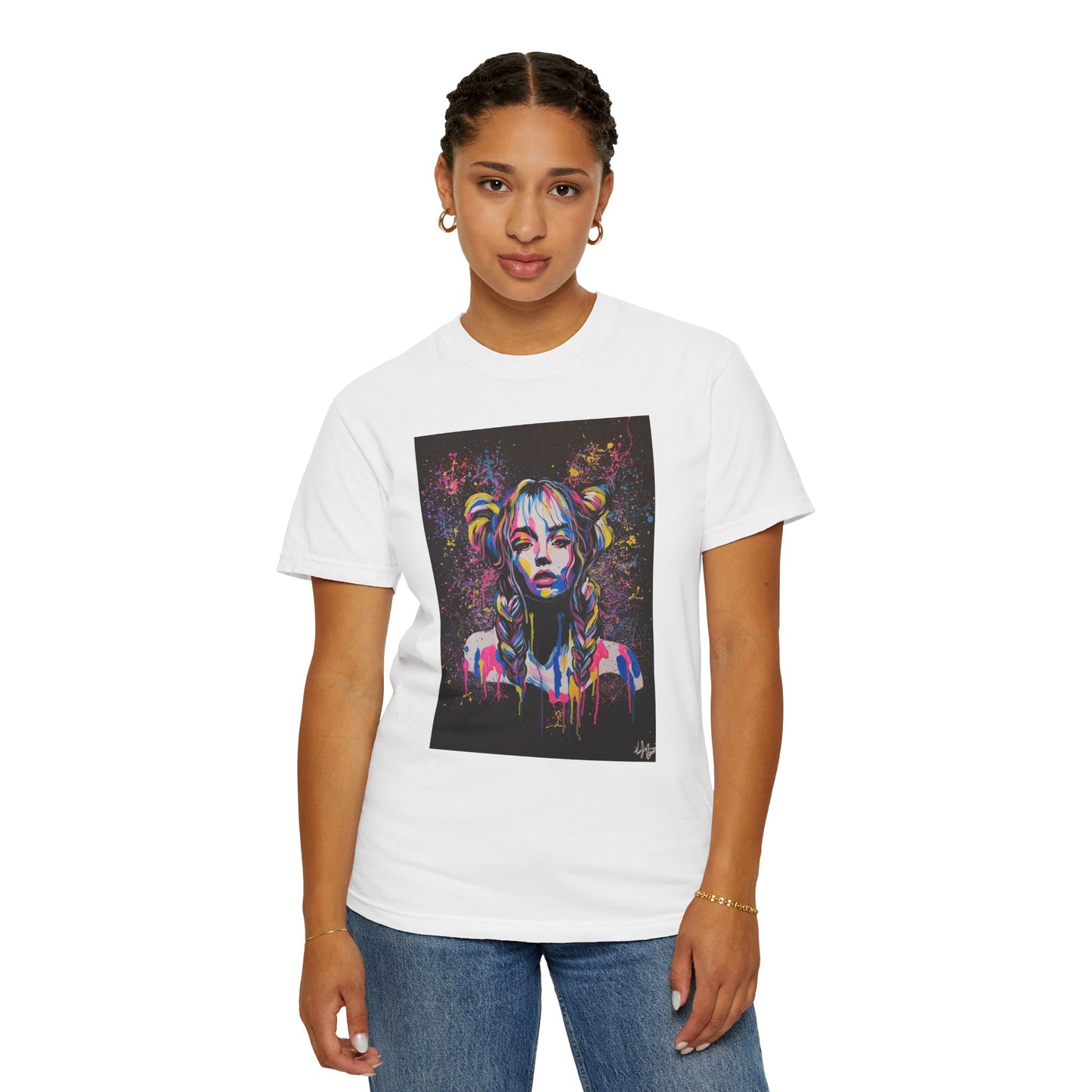 Vibrant Art Tee - Unisex Garment-Dyed T-shirt with Colorful Graffiti Design