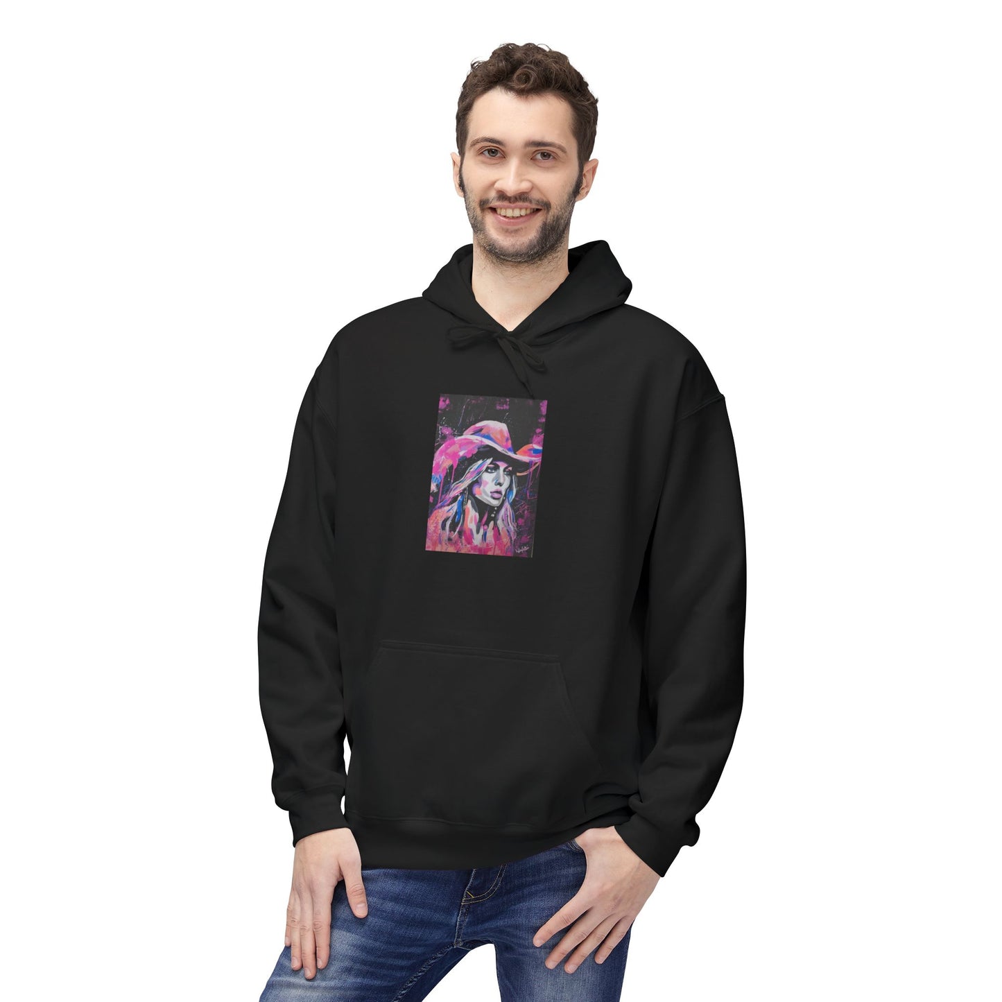 Artistic Pink Abstract Unisex Hoodie - Cozy Midweight Fleece Sweatshirt