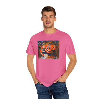 Unisex Garment-Dyed T-Shirt with Ice Hockey Design - Bold Sports Expression