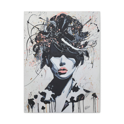 Desert Rose Art Canvas Print - Chic Woman with Splatter Design