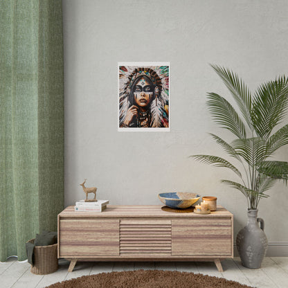 Ember Eyes Rolled Poster - Native American Inspired Wall Art