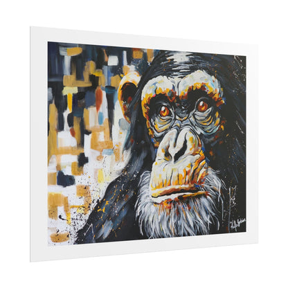 The silent song of the Chimpanzee Art Print - Colorful Rolled Poster for Animal Lovers