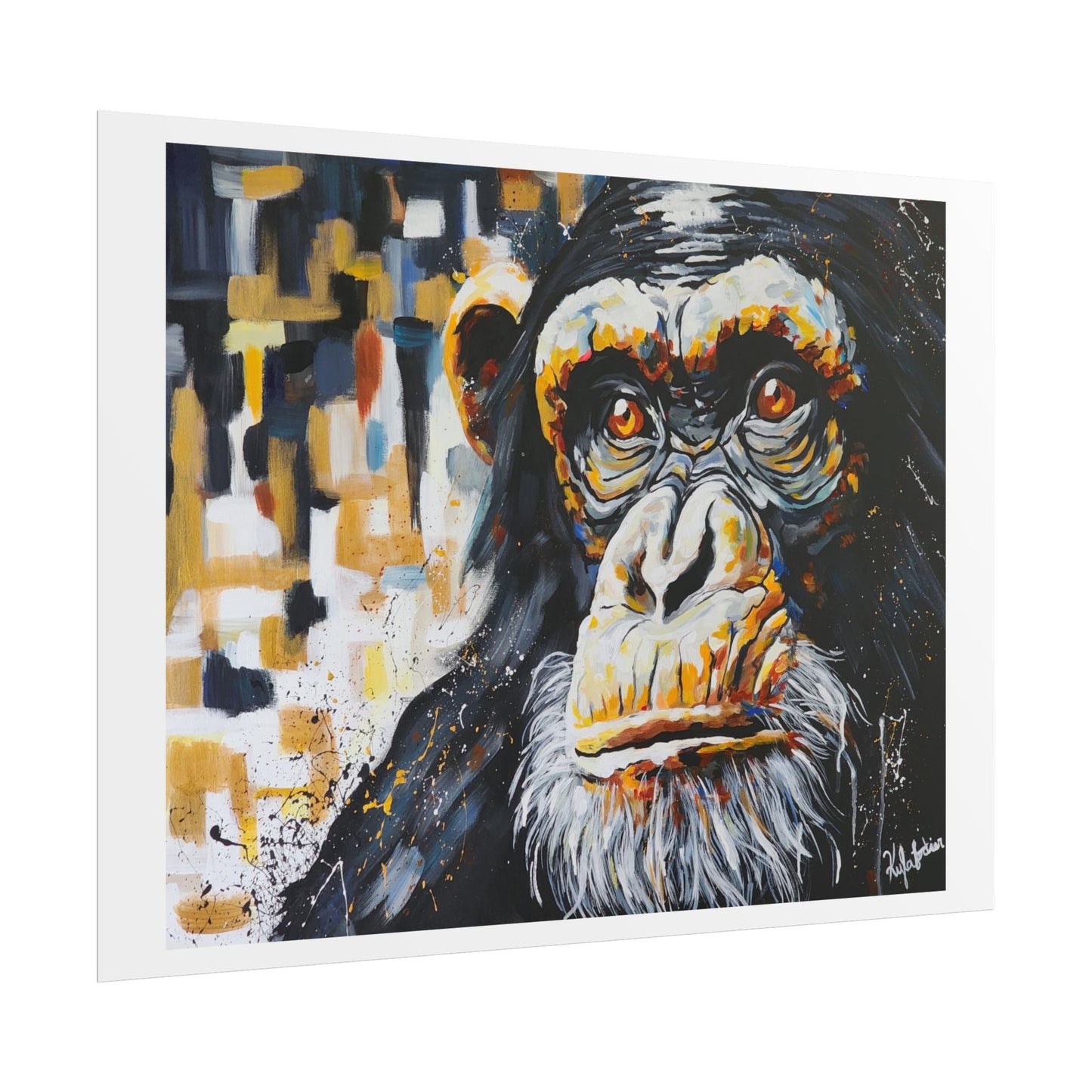 The silent song of the Chimpanzee Art Print - Colorful Rolled Poster for Animal Lovers