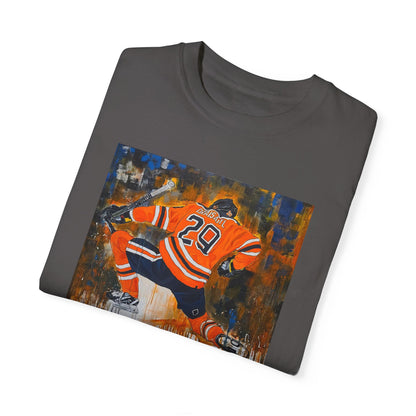 Unisex Garment-Dyed T-Shirt with Ice Hockey Design - Bold Sports Expression