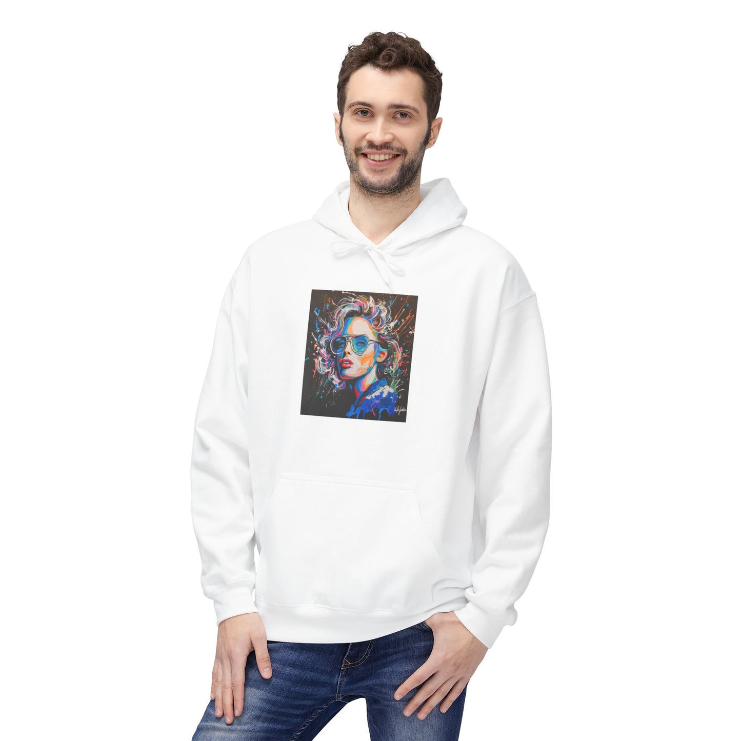 Vibrant Art Hoodie - Unisex Midweight Softstyle Fleece with Abstract Design