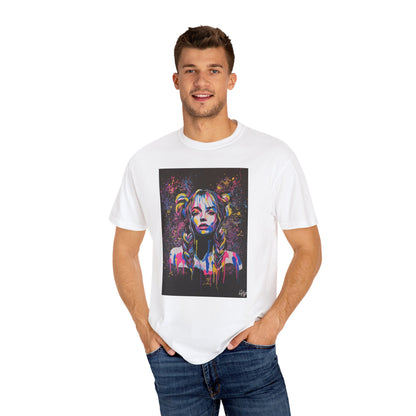 Vibrant Art Tee - Unisex Garment-Dyed T-shirt with Colorful Graffiti Design