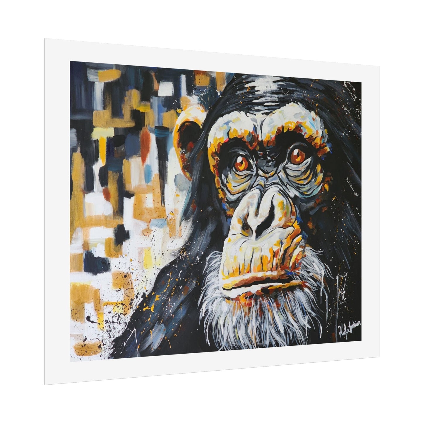 The silent song of the Chimpanzee Art Print - Colorful Rolled Poster for Animal Lovers