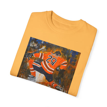 Unisex Garment-Dyed T-Shirt with Ice Hockey Design - Bold Sports Expression