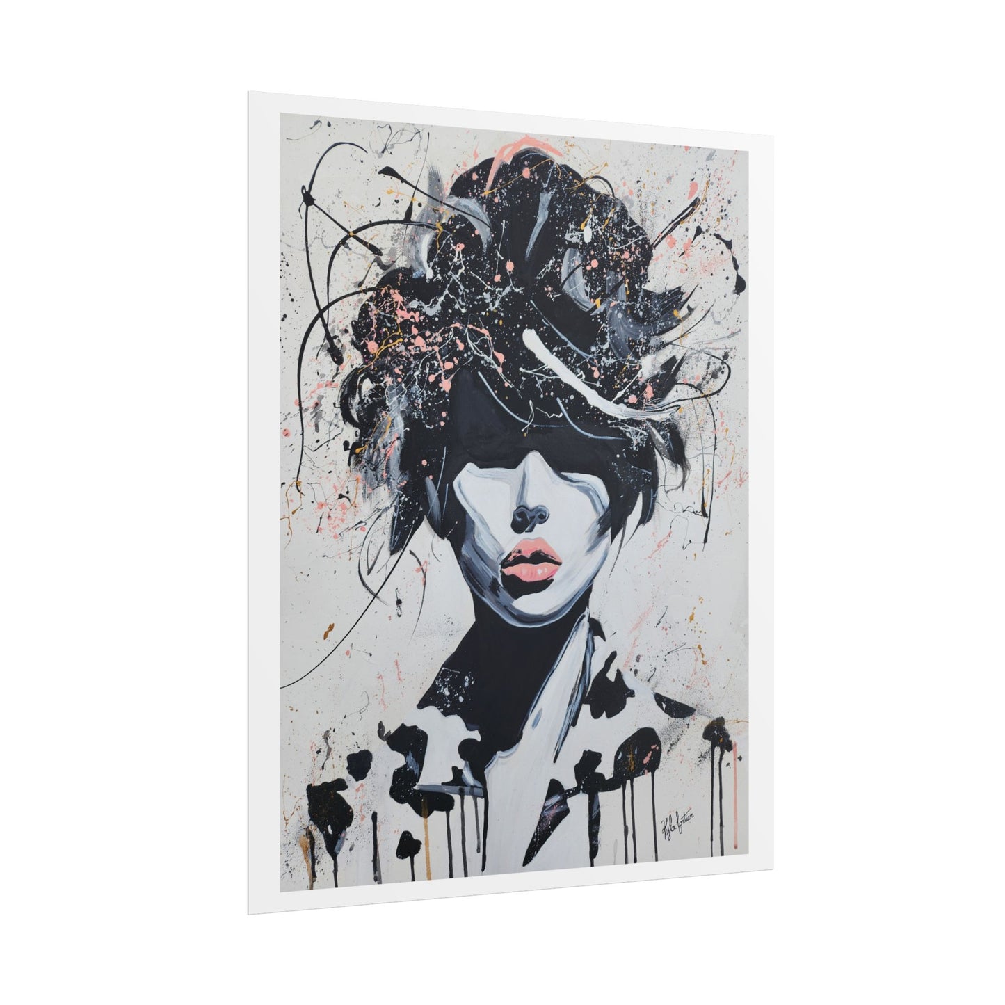 Desert Rose Rolled Poster - Modern Black and White Art Print