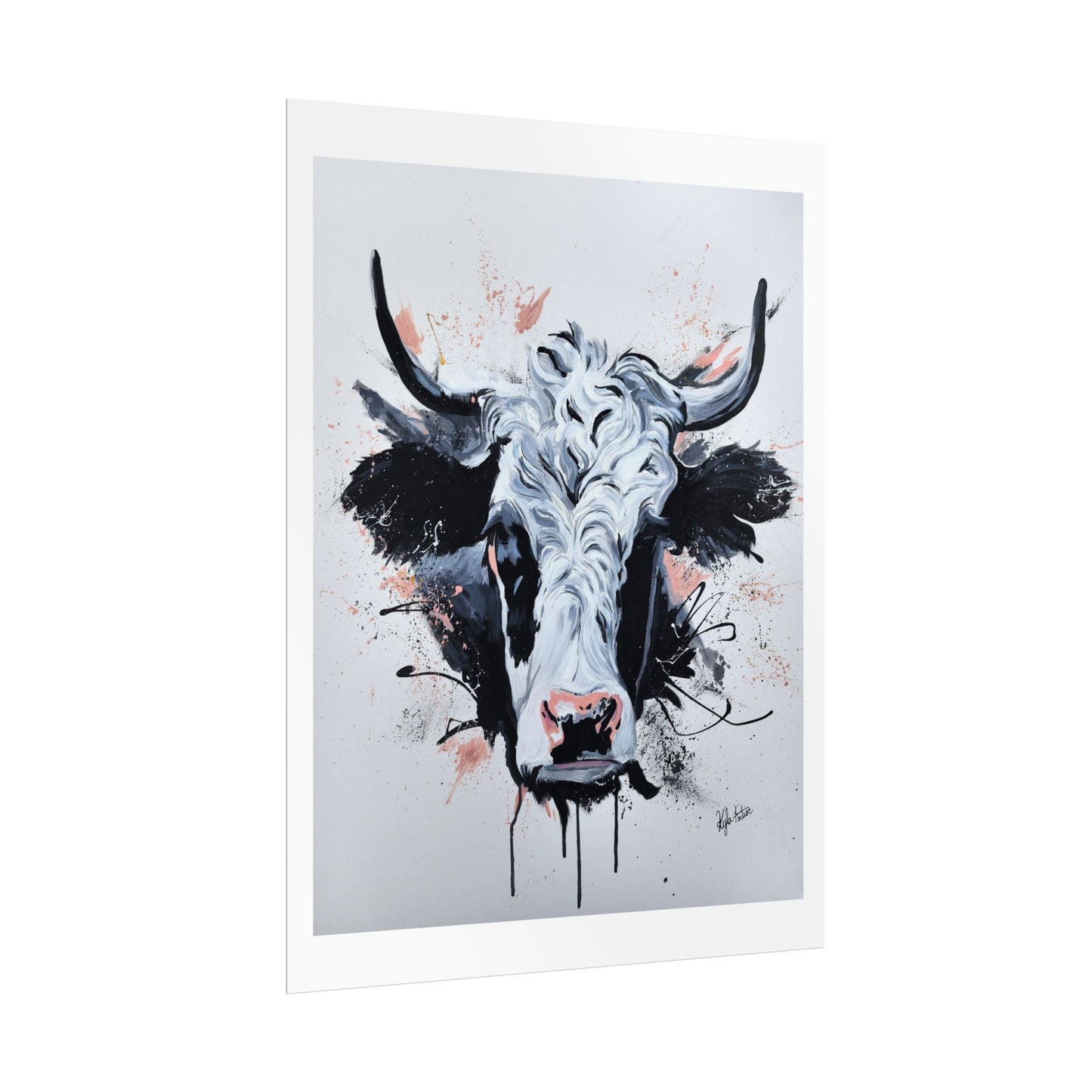 Desert Cow Rolled Poster - Unique Wall Decor for Animal Lovers