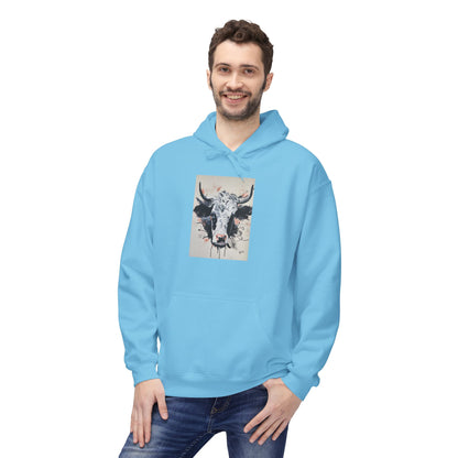 Artistic Bull Head Hoodie - Unisex Midweight Fleece, Perfect for Casual Wear