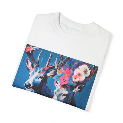 Floral Deer Vibe Unisex T-Shirt - Colorful Artistic Design