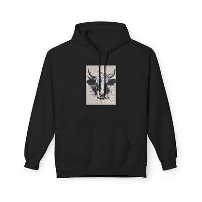 Artistic Bull Head Hoodie - Unisex Midweight Fleece, Perfect for Casual Wear