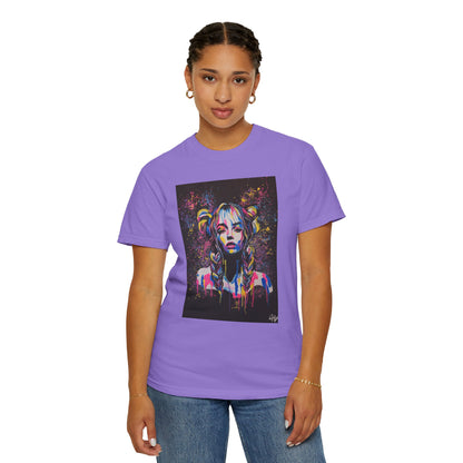 Vibrant Art Tee - Unisex Garment-Dyed T-shirt with Colorful Graffiti Design