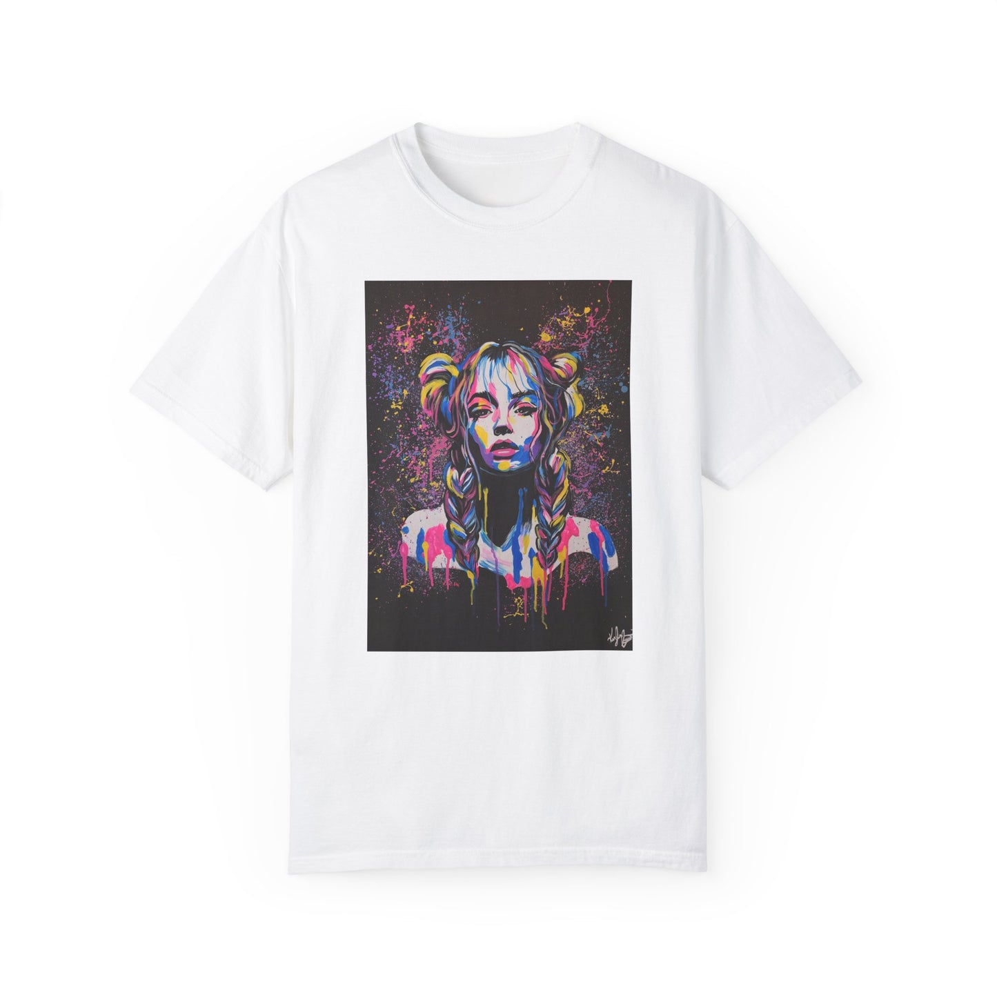 Vibrant Art Tee - Unisex Garment-Dyed T-shirt with Colorful Graffiti Design