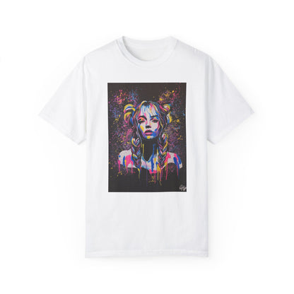 Vibrant Art Tee - Unisex Garment-Dyed T-shirt with Colorful Graffiti Design