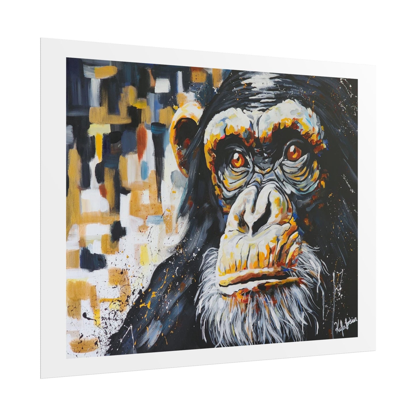 The silent song of the Chimpanzee Art Print - Colorful Rolled Poster for Animal Lovers