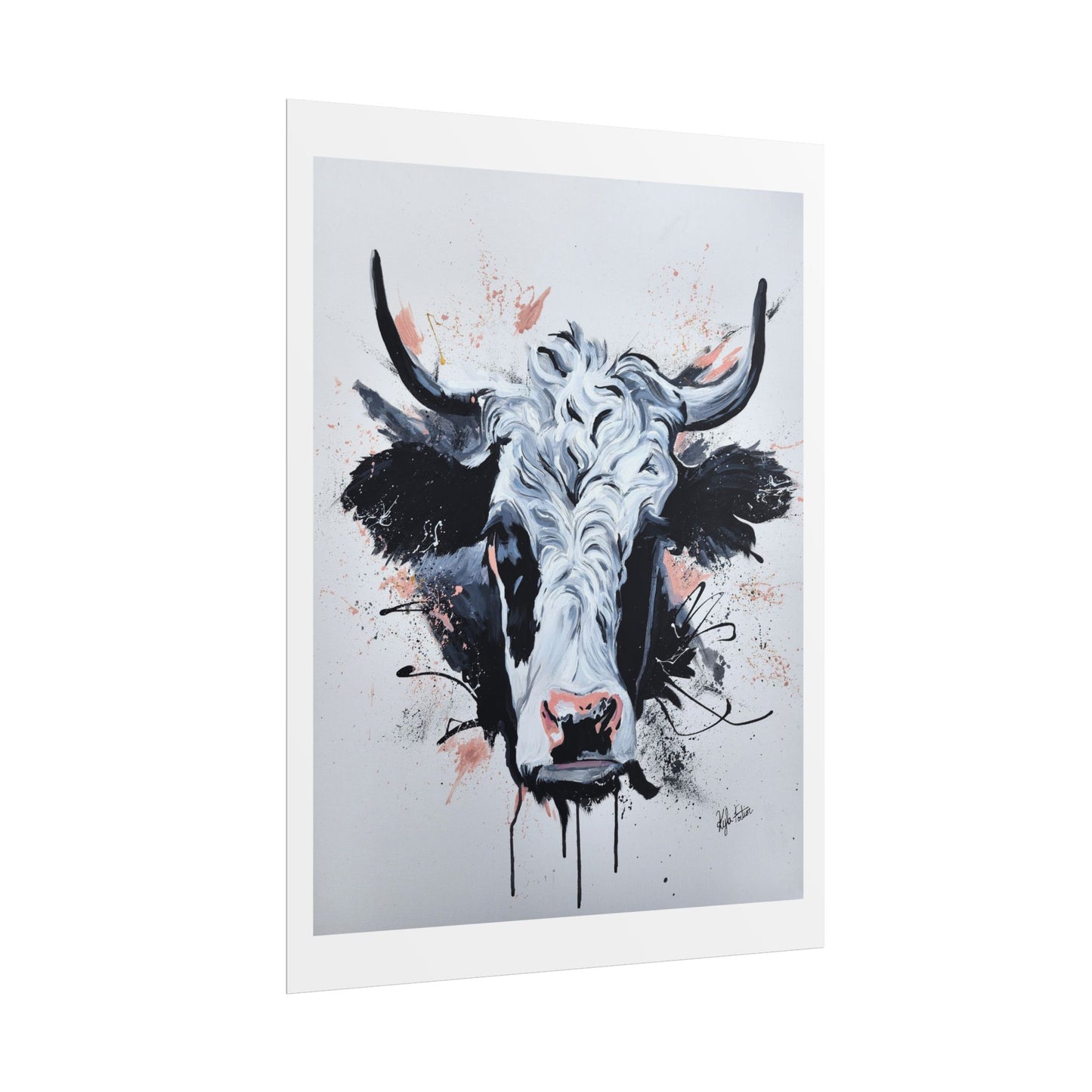 Desert Cow Rolled Poster - Unique Wall Decor for Animal Lovers