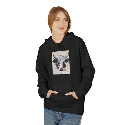 Artistic Bull Head Hoodie - Unisex Midweight Fleece, Perfect for Casual Wear