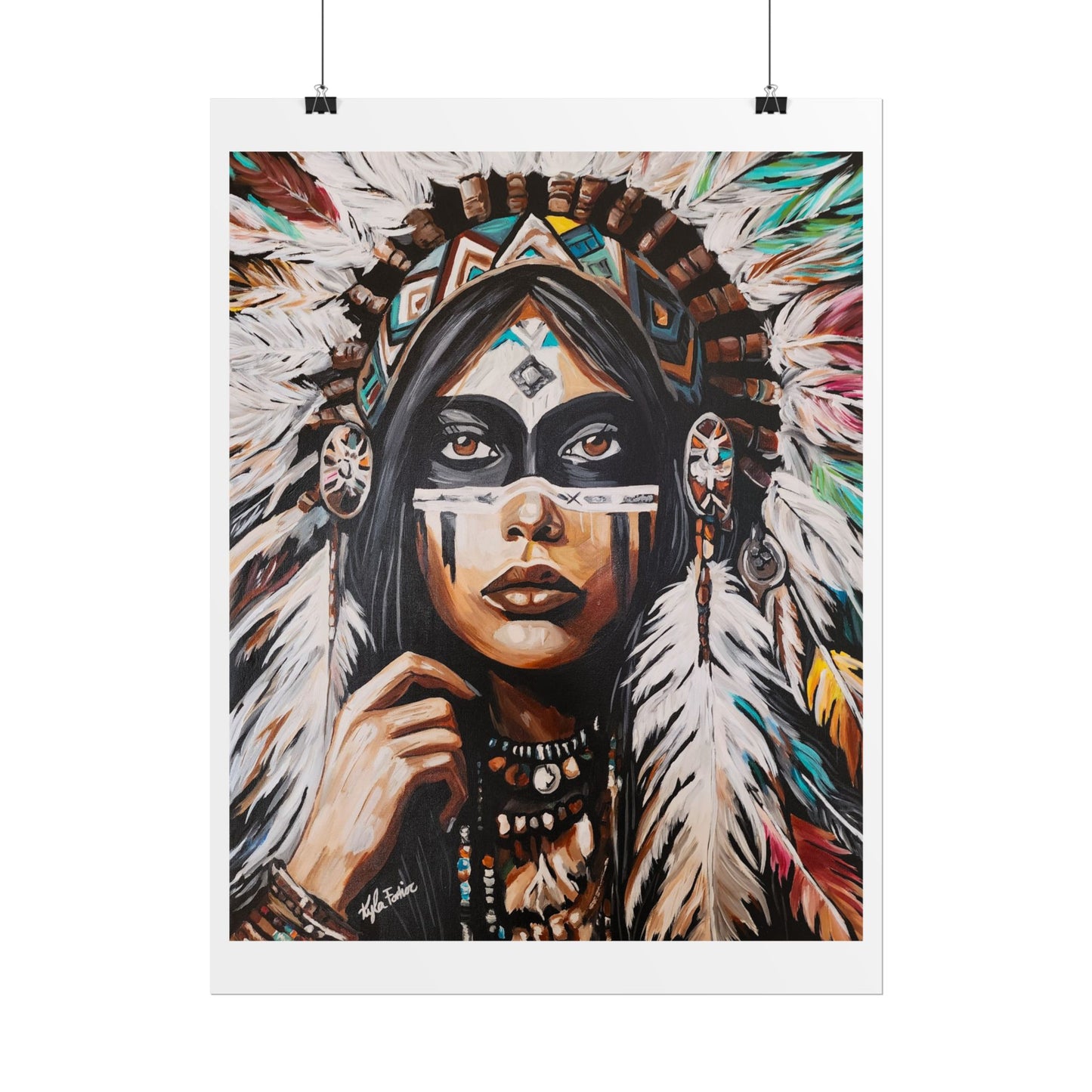 Ember Eyes Rolled Poster - Native American Inspired Wall Art