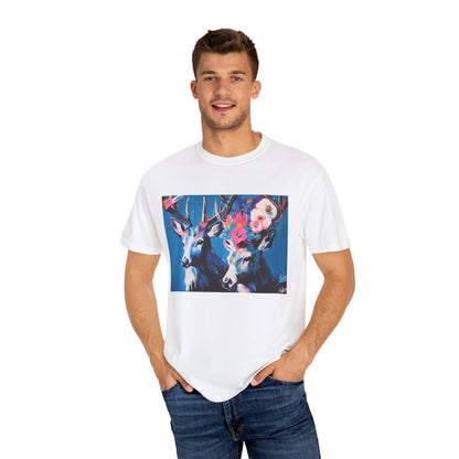 Floral Deer Vibe Unisex T-Shirt - Colorful Artistic Design