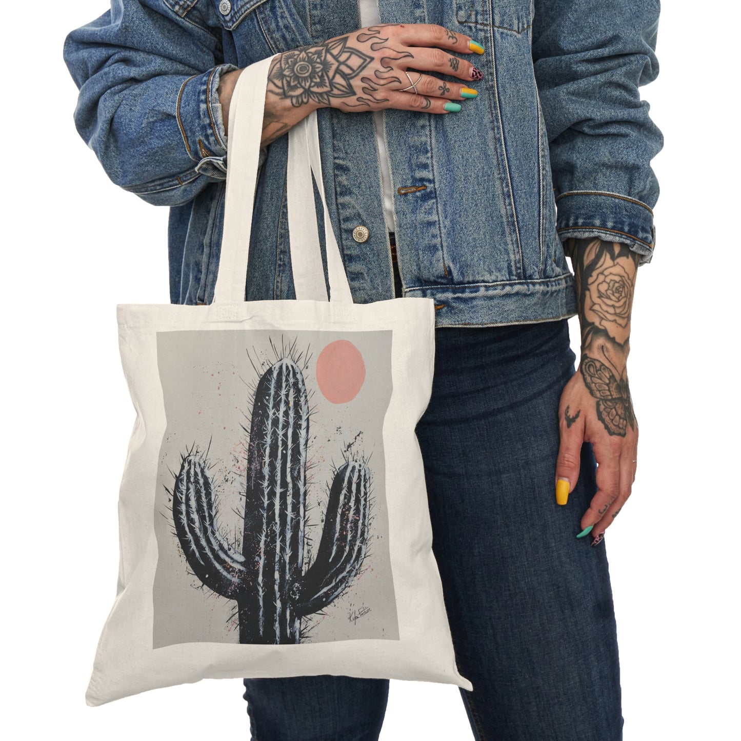 Tote Bag - Cactus Painting Black and White - Desert Rose Collection