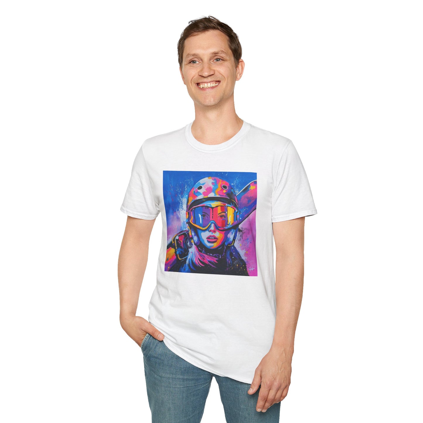 Vibrant Ski Adventure Unisex Softstyle T-Shirt