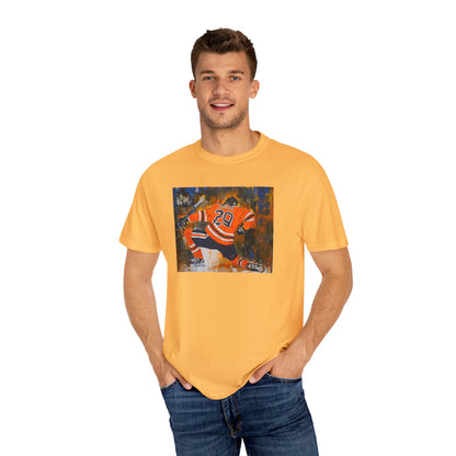 Unisex Garment-Dyed T-Shirt with Ice Hockey Design - Bold Sports Expression