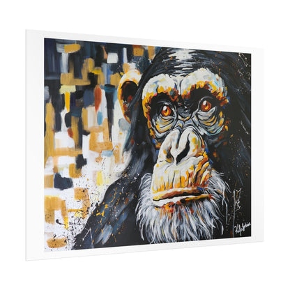 The silent song of the Chimpanzee Art Print - Colorful Rolled Poster for Animal Lovers