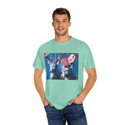 Floral Deer Vibe Unisex T-Shirt - Colorful Artistic Design