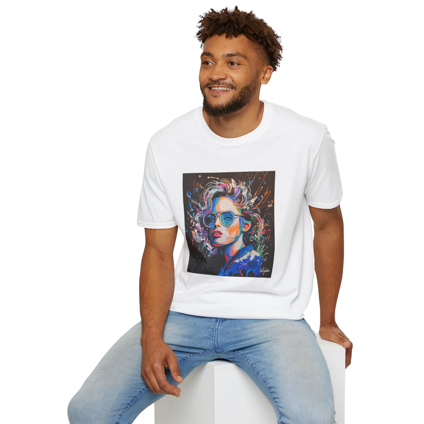 Colorful Portrait Art Unisex Softstyle T-Shirt