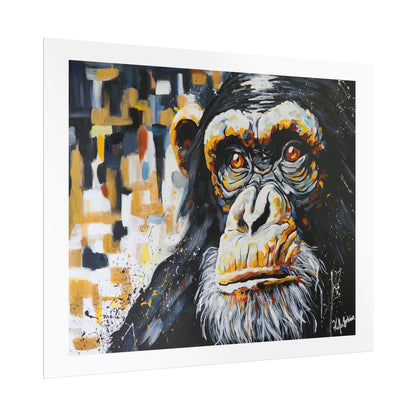 The silent song of the Chimpanzee Art Print - Colorful Rolled Poster for Animal Lovers