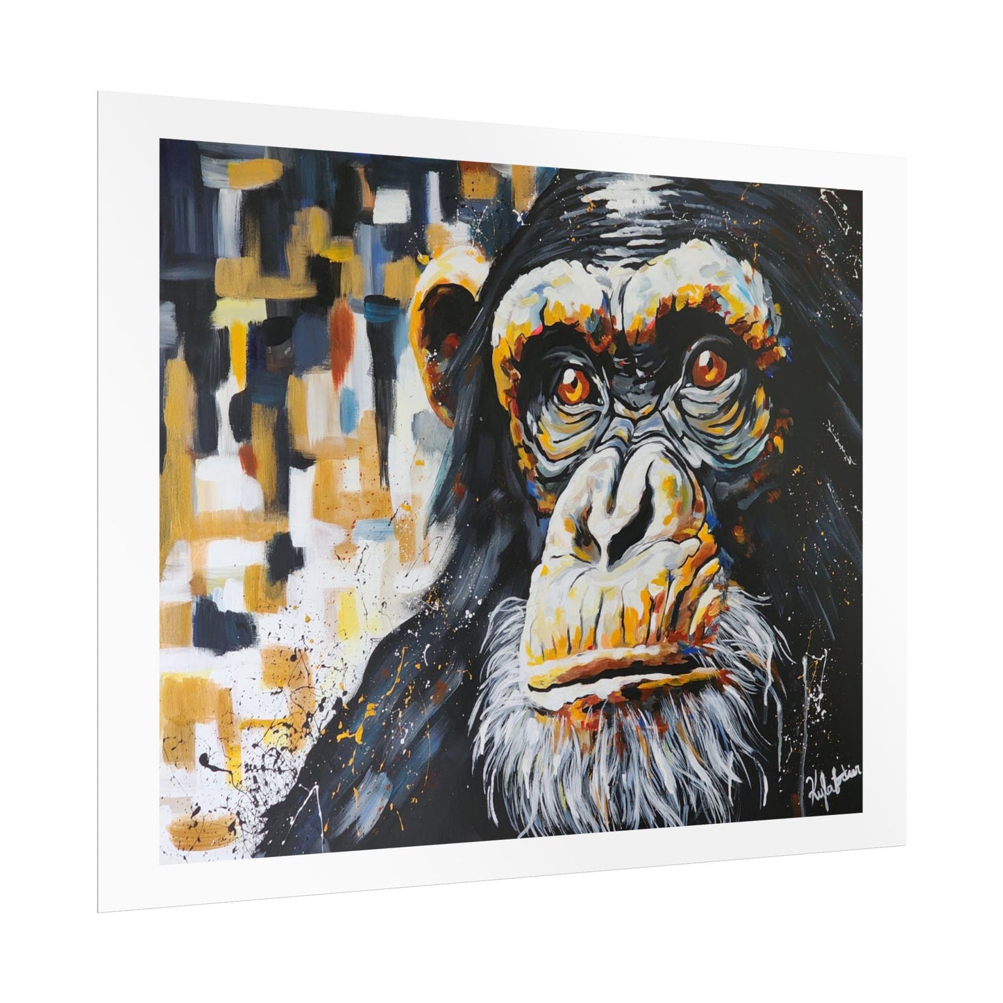 The silent song of the Chimpanzee Art Print - Colorful Rolled Poster for Animal Lovers