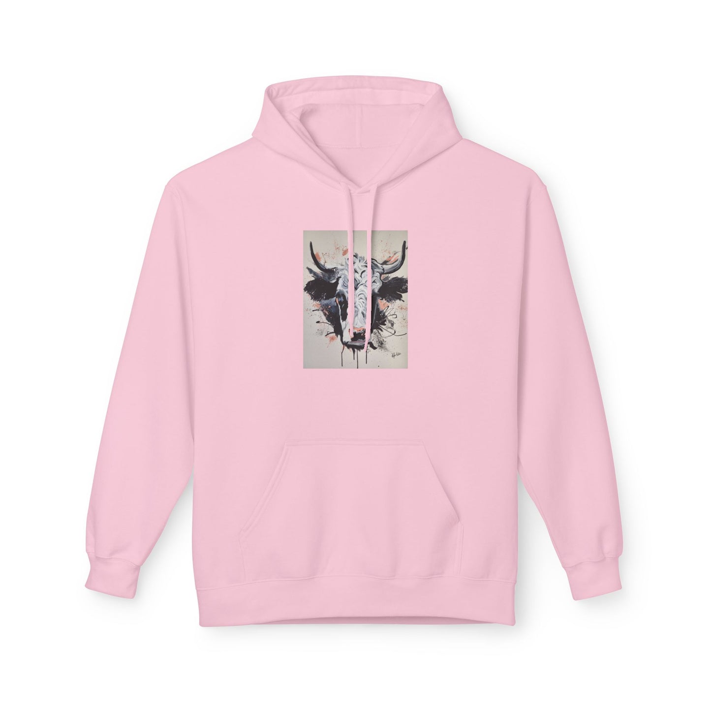 Artistic Bull Head Hoodie - Unisex Midweight Fleece, Perfect for Casual Wear