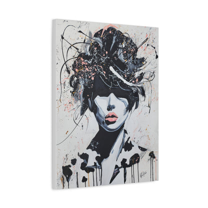 Desert Rose Art Canvas Print - Chic Woman with Splatter Design