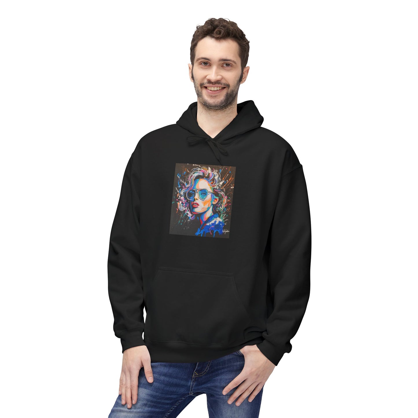 Vibrant Art Hoodie - Unisex Midweight Softstyle Fleece with Abstract Design