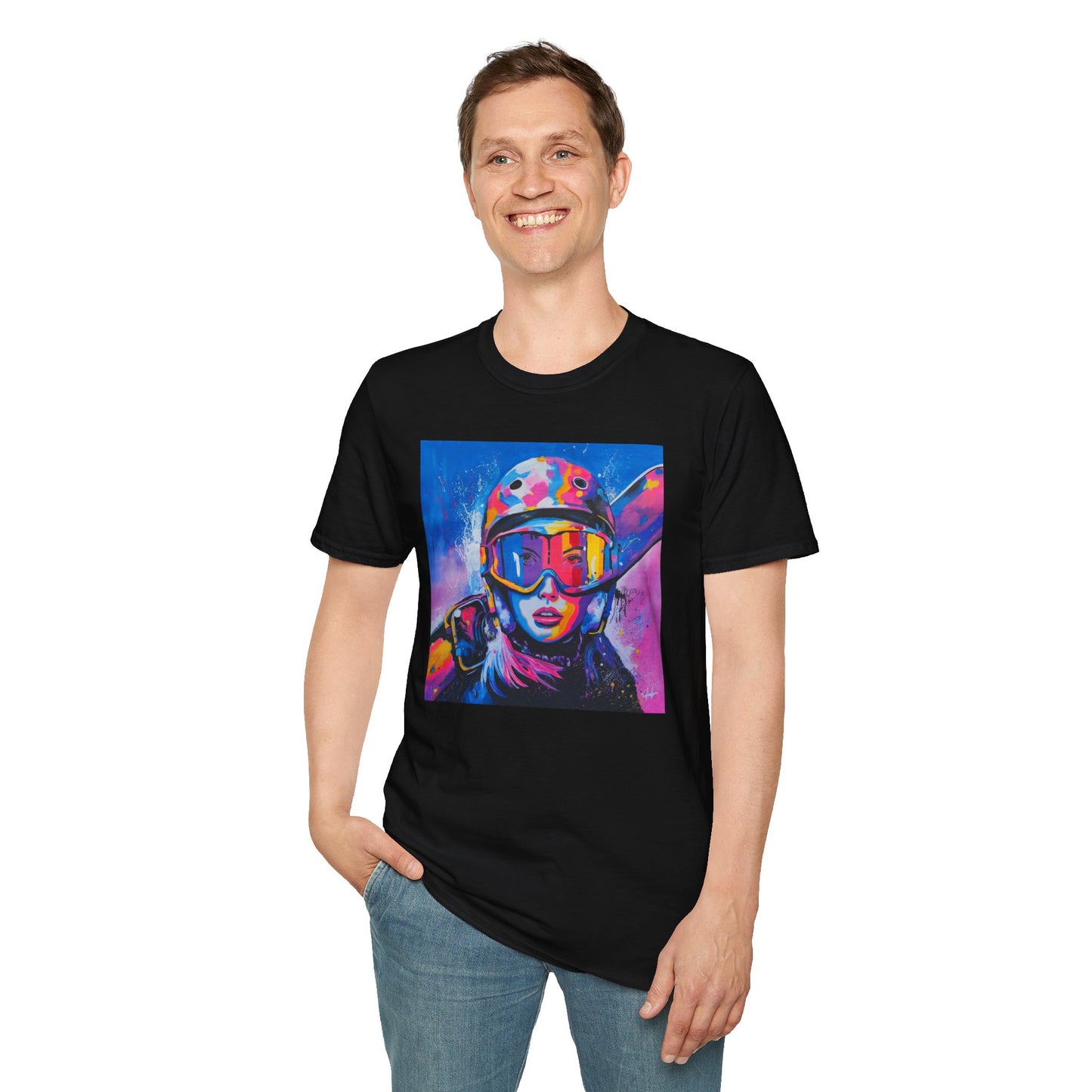 Vibrant Ski Adventure Unisex Softstyle T-Shirt