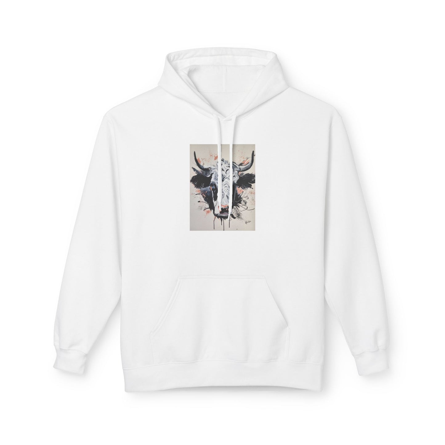 Artistic Bull Head Hoodie - Unisex Midweight Fleece, Perfect for Casual Wear