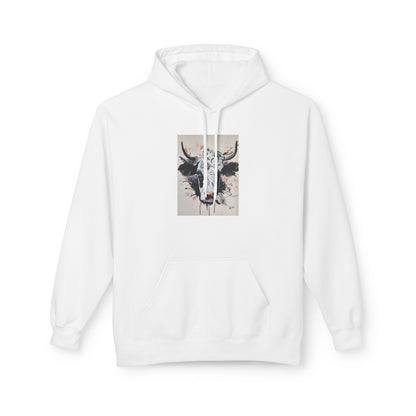 Artistic Bull Head Hoodie - Unisex Midweight Fleece, Perfect for Casual Wear