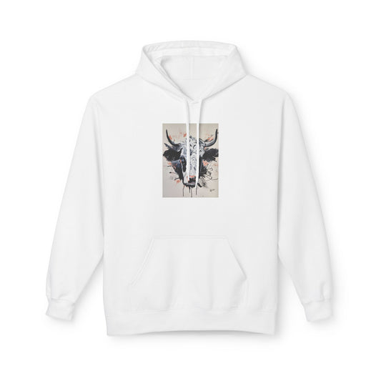 Artistic Bull Head Hoodie - Unisex Midweight Fleece, Perfect for Casual Wear