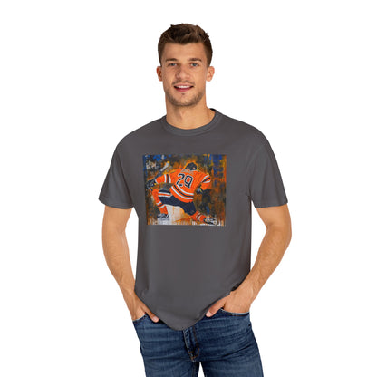 Unisex Garment-Dyed T-Shirt with Ice Hockey Design - Bold Sports Expression