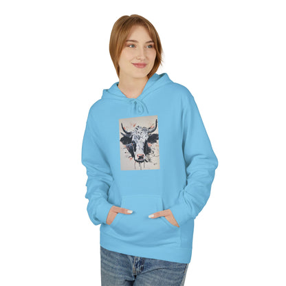 Artistic Bull Head Hoodie - Unisex Midweight Fleece, Perfect for Casual Wear