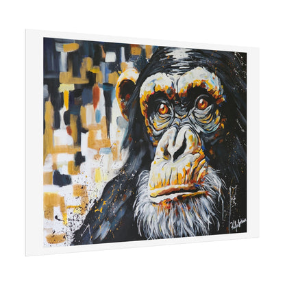 The silent song of the Chimpanzee Art Print - Colorful Rolled Poster for Animal Lovers