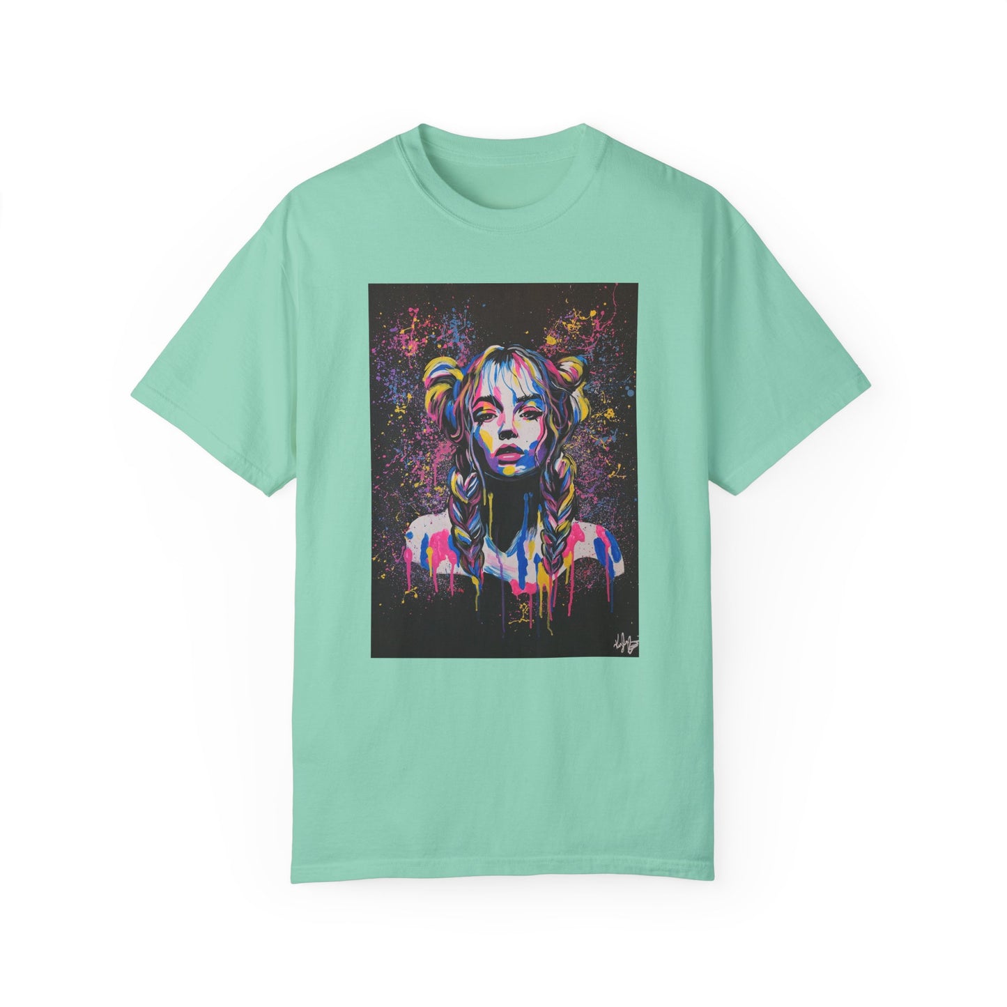 Vibrant Art Tee - Unisex Garment-Dyed T-shirt with Colorful Graffiti Design