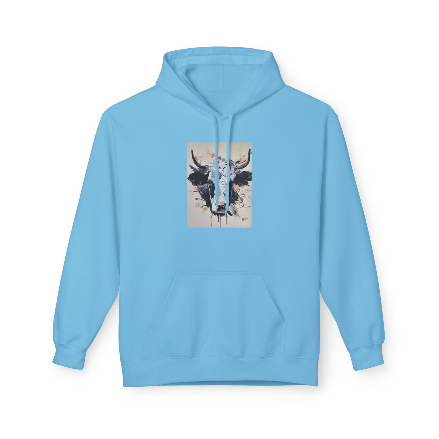 Artistic Bull Head Hoodie - Unisex Midweight Fleece, Perfect for Casual Wear