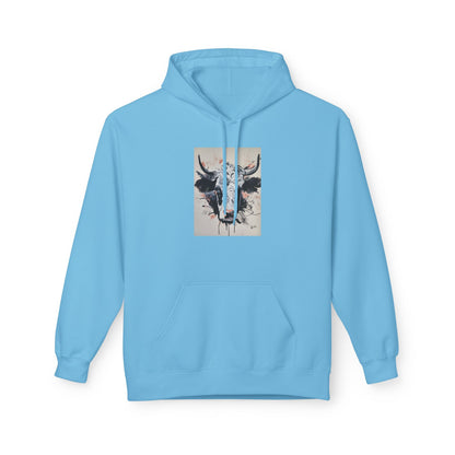 Artistic Bull Head Hoodie - Unisex Midweight Fleece, Perfect for Casual Wear